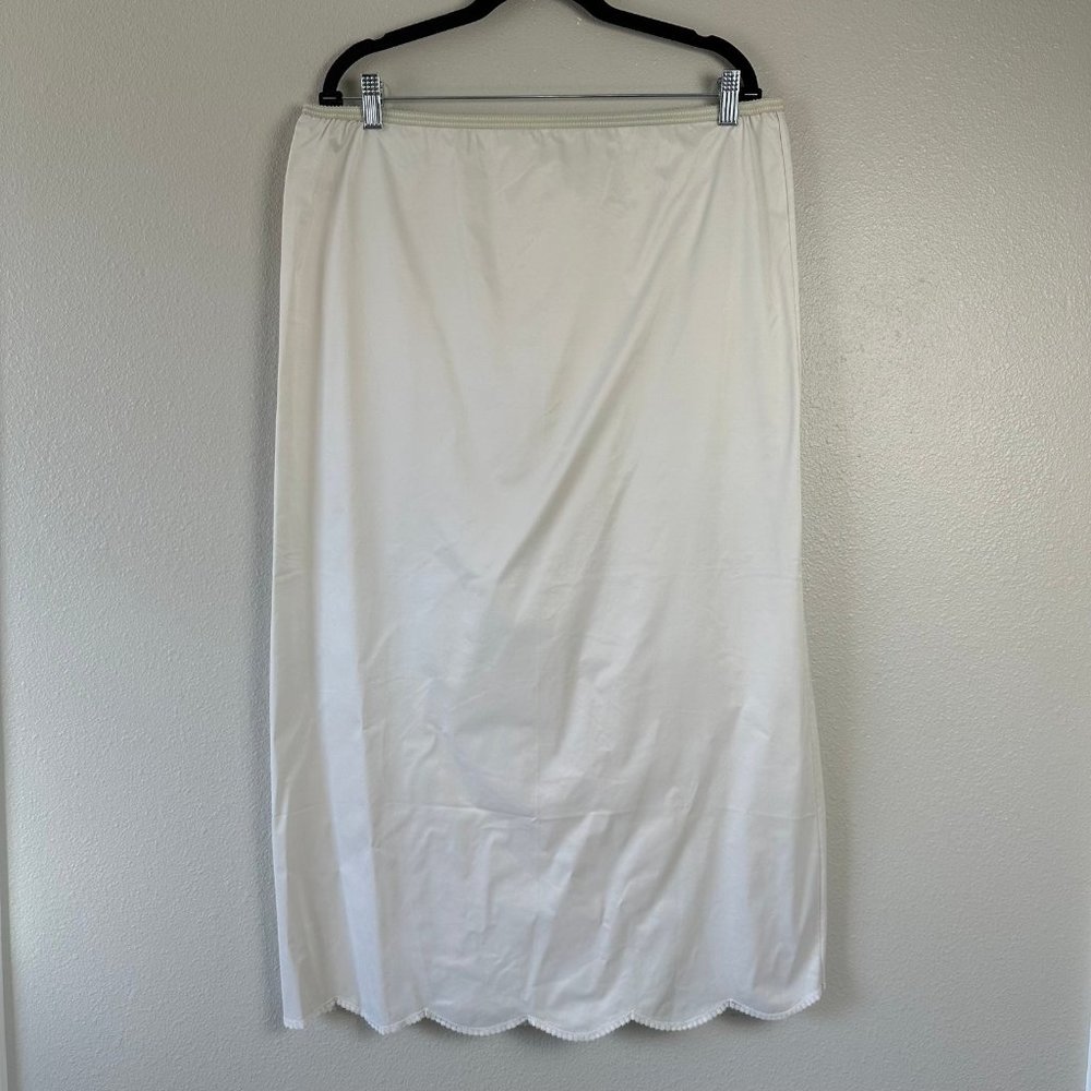 Vtg 60s Komar Long White Half Slip Skirt L Antron III Nylon Ankle-Length Maxi